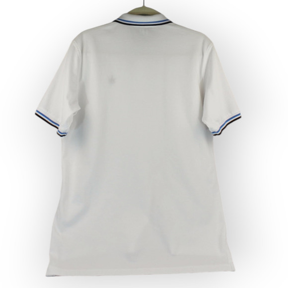 BOAST (M) Tipped Pique Polo White-Navy-Carolina Blue Cotton~Spandex Tennis - Picture 4 of 11